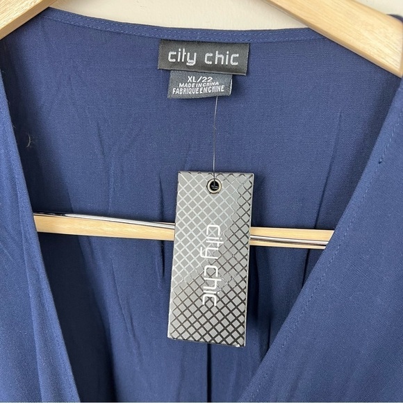 NWT City Chic Fiesta Fun Faux Wrap Navy Dress - Picture 11 of 11